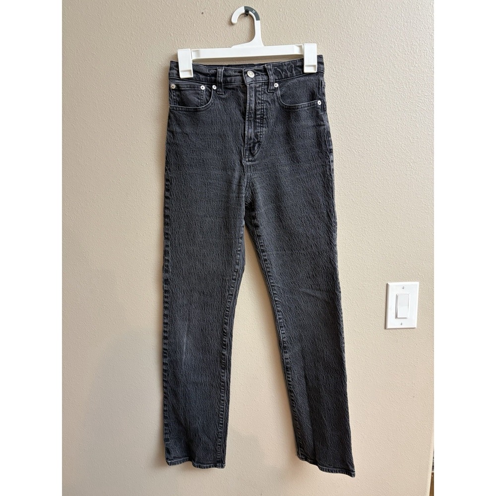 Madewell The Perfect Straight Jeans 26 Black High Rise Stretch Denim